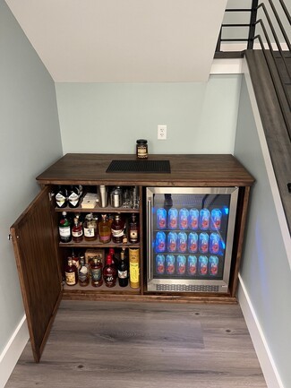 Bar Cabinet for Under Stair Fit and Custom Walnut Design
