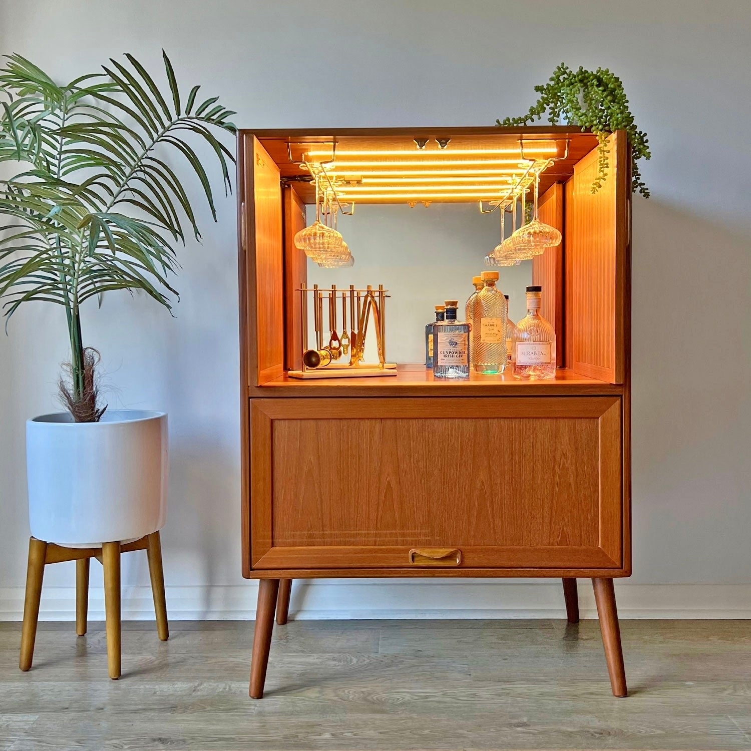 Bar Cabinet Mirrored Back MCM Bar Cabinet Lighting