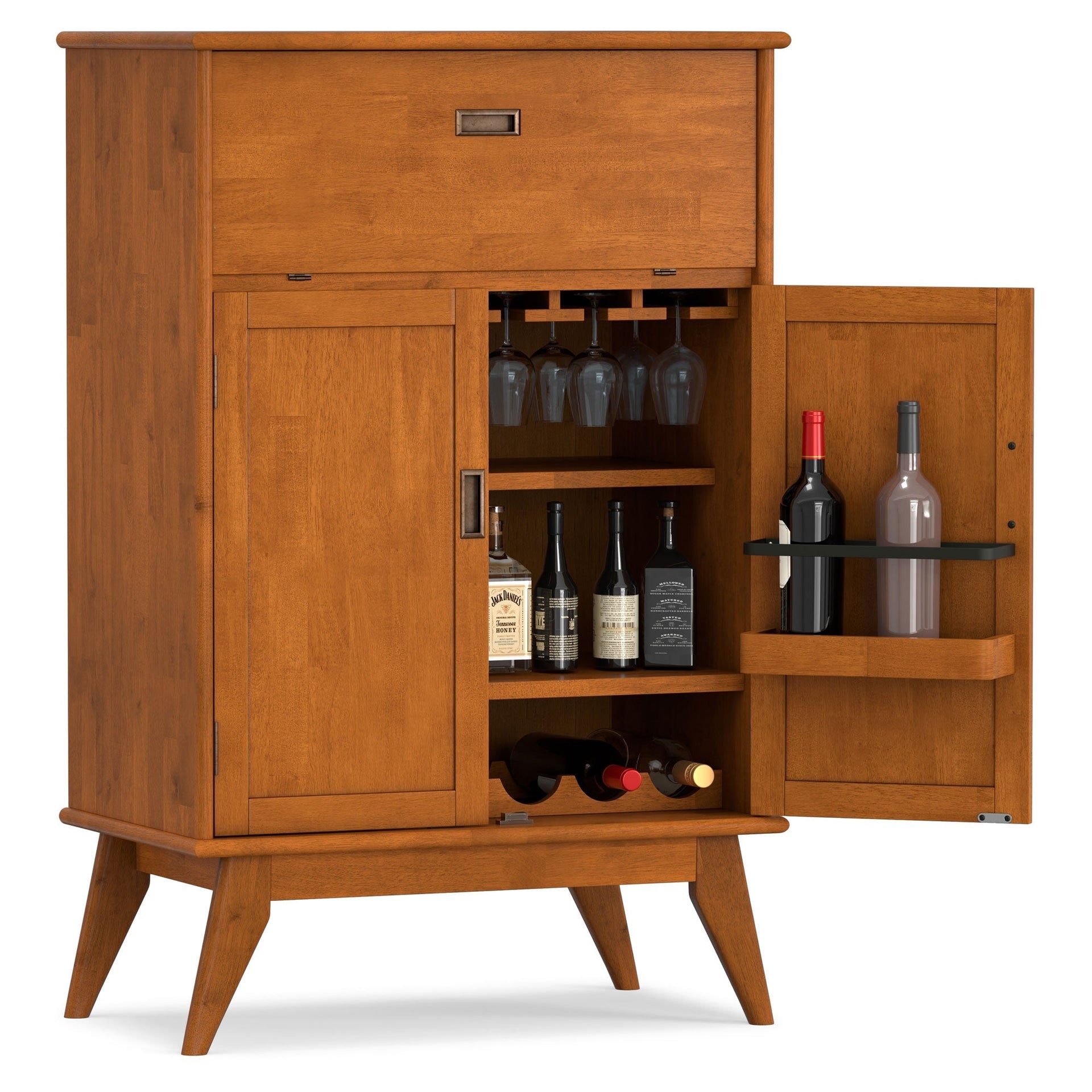 Bar Cabinet Recessed Pulls Tapered Leg Bar Console