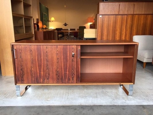 Bar Cabinet Sled Legs Mid-Century Chrome Sled Leg Sideboard