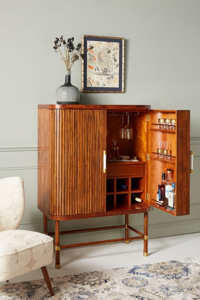 Bar Cabinet Tambour Doors Mid-Century Tambour Bar Cabinet