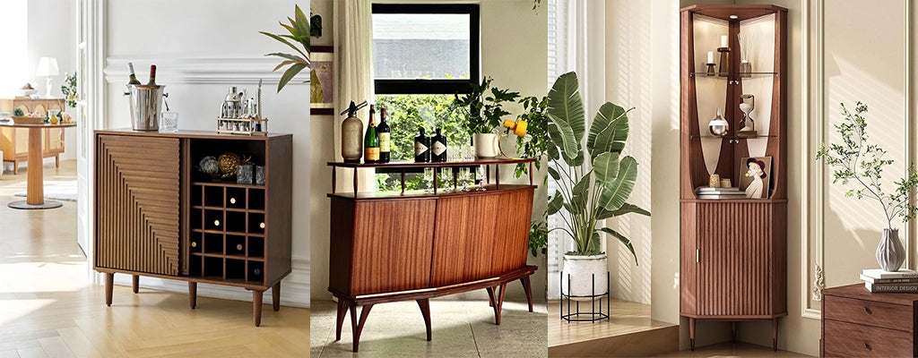 Bar Cabinet With Fluted Doors MCM Bar Cabinet Apartment