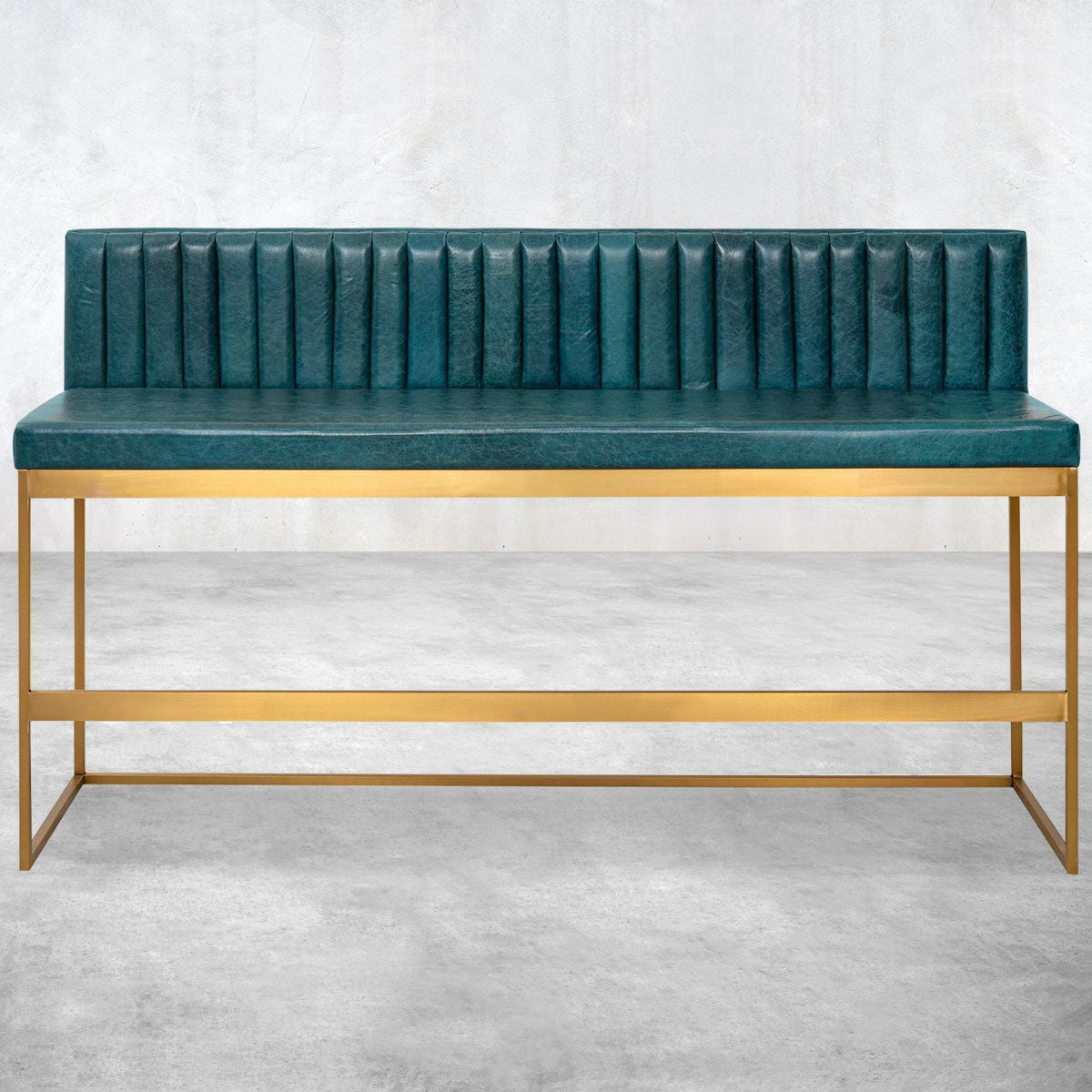 Bar Height Bench Channel Tufting Gold Metal Frame