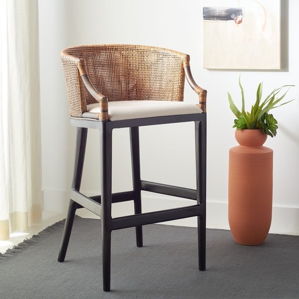 Bar Stool: Barrel Rattan Black Organic Modern Furniture
