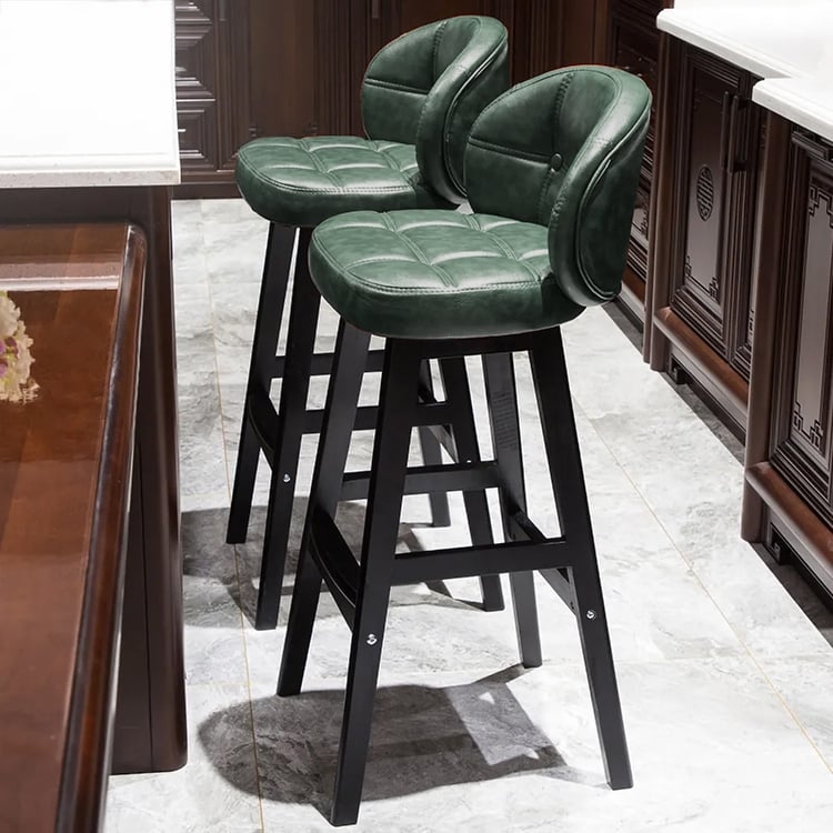 Bar Stool Forest Faux Leather Quilted Square Seat Rustic