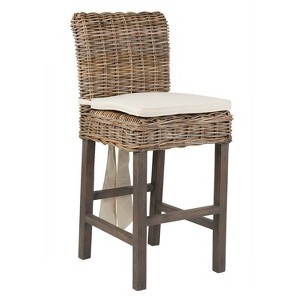 Bar Stool: Teakwood Legs Boho Kitchen Island Seating