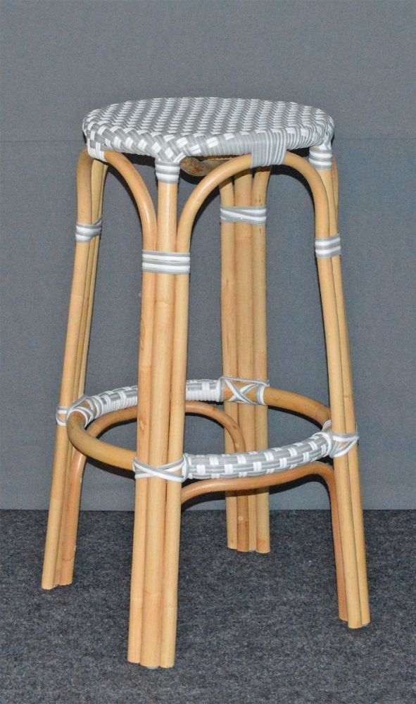 Bar Stool: Triple Pole French Bistro Stool White Gray