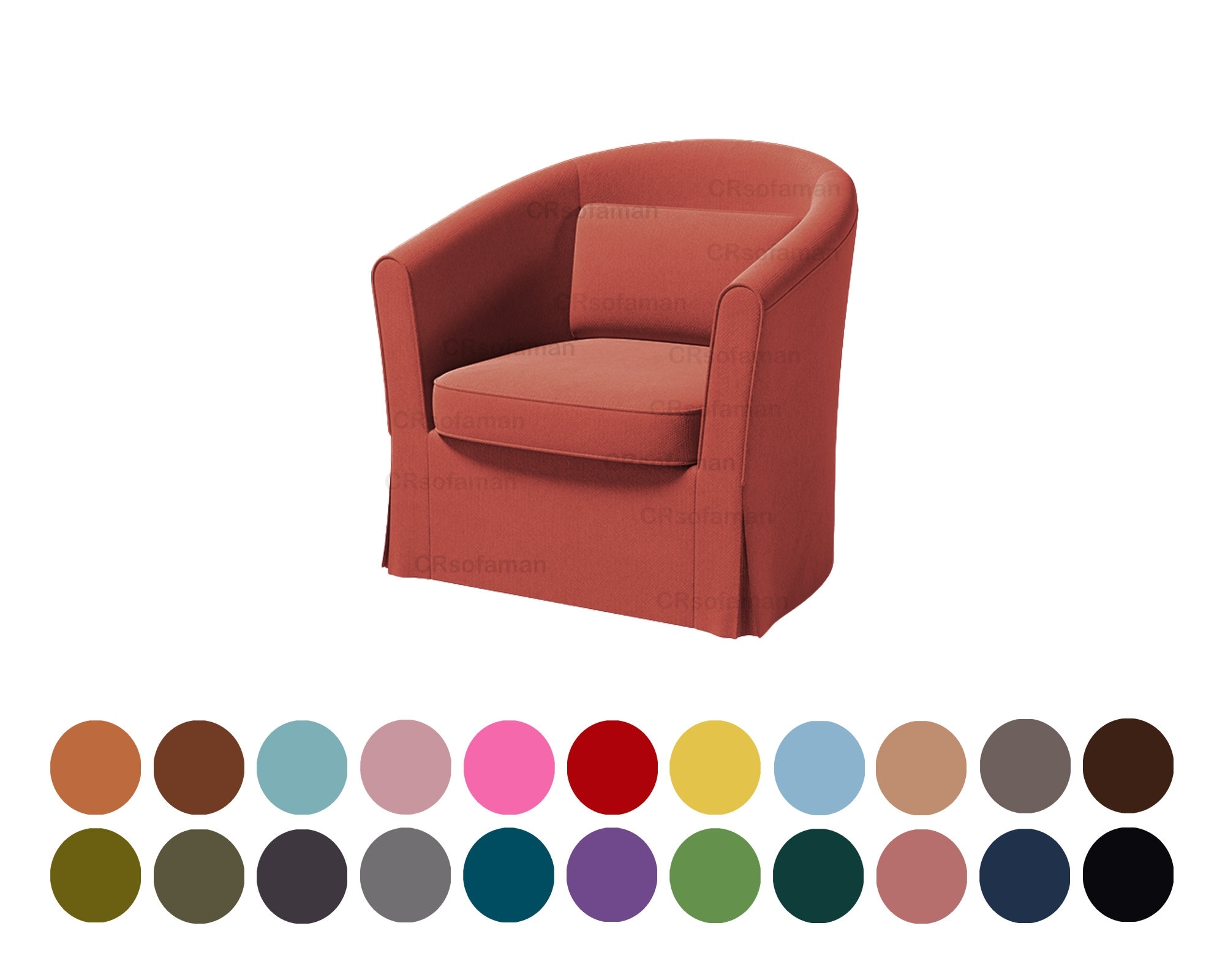 Barrel Chair: Multi Color Options Kick Pleat Skirt