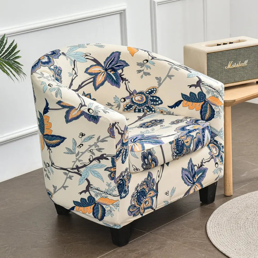Barrel Chair Slipcover: Botanical Print 2-Piece Set