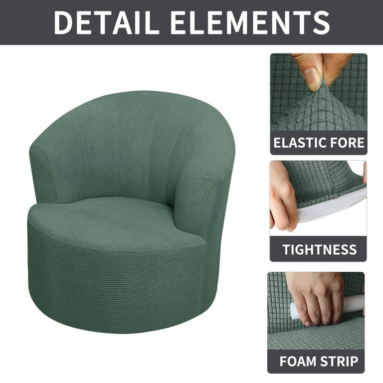 Barrel Chair Slipcover: Sage Green Foam Strip Grip