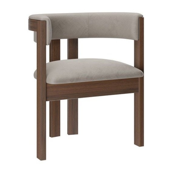 Barrel Chair with Floating Barrel Back in Walnut Tone