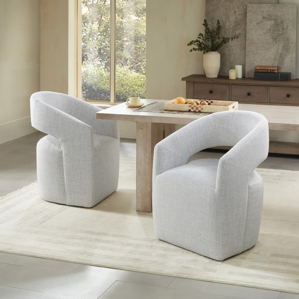 Barrel Dining Chair Featuring Hidden Casters in Gray