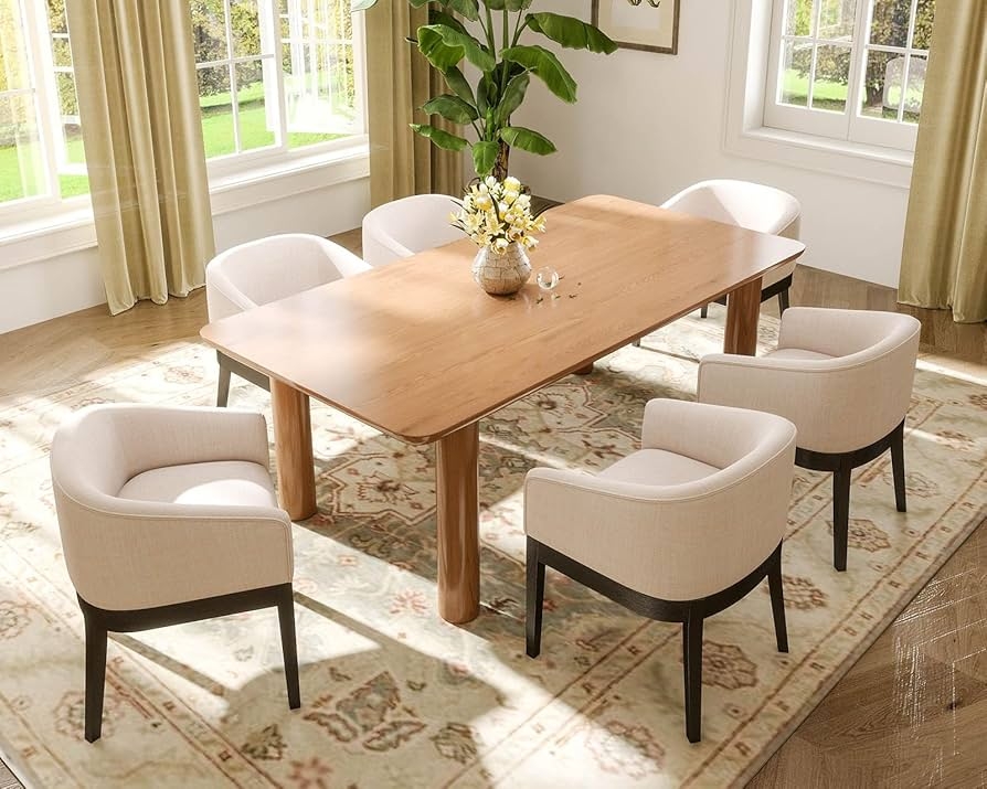 Barrel Dining Chair Set with Dark Leg Contrast