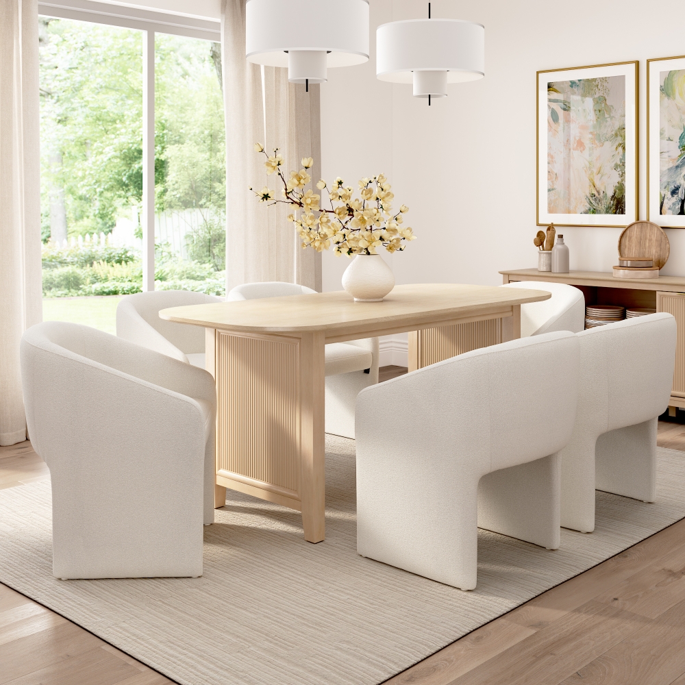 Barrel Dining Chair Upholstered with Textured Weave