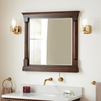 Bathroom Mirror Side Columns Mahogany Framed Vanity Mirror