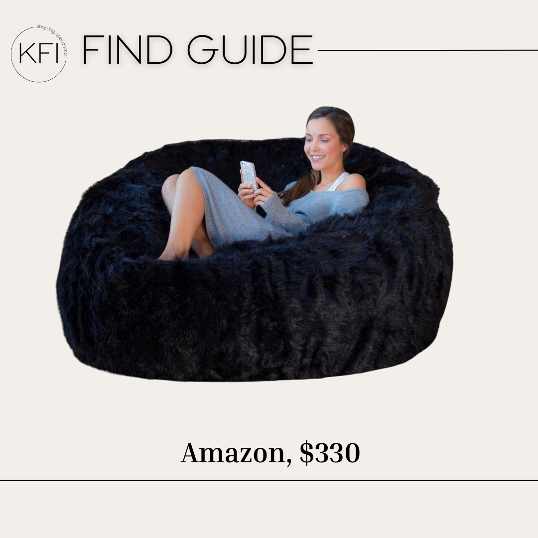 Bean Bag Chair: Matte Black Shaggy Faux Fur Lounge