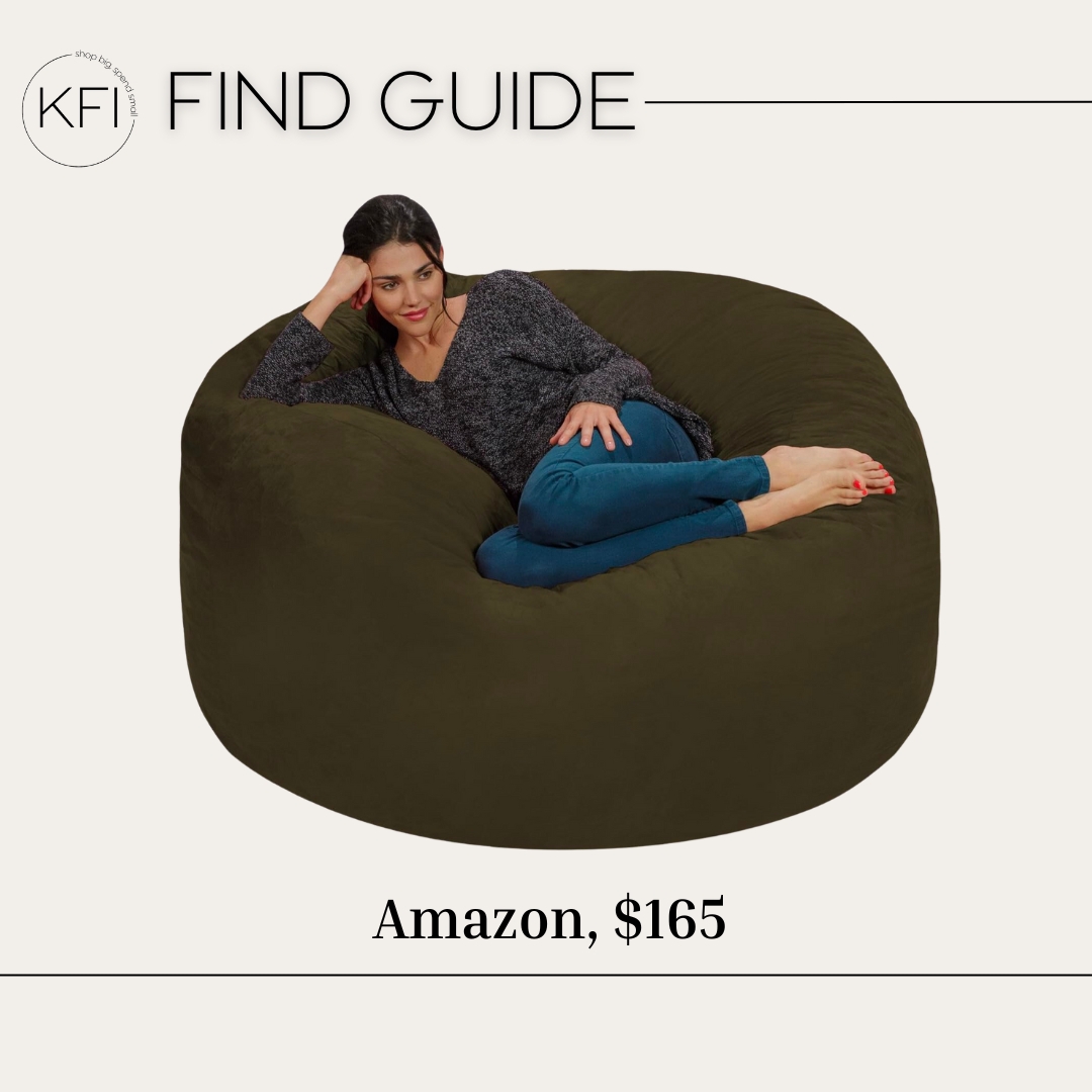 Bean Bag Chair: Olive Green Slouchy Profile Lounger