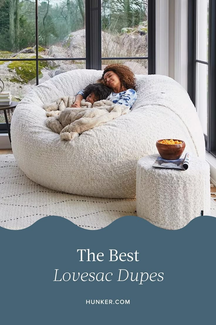 Bean Bag Chair: Sherpa Texture Cream Modern Floor Seat