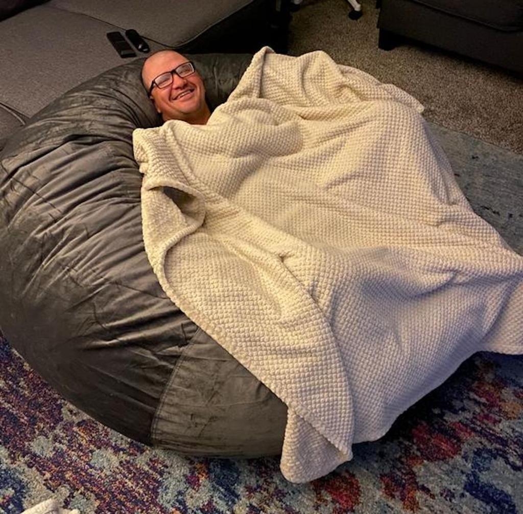Bean Bag Chair: Sunken Waffle Knit Texture Floor Seat