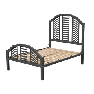 Bed Frame: Geometric Slats Arched Metal Bed Frame