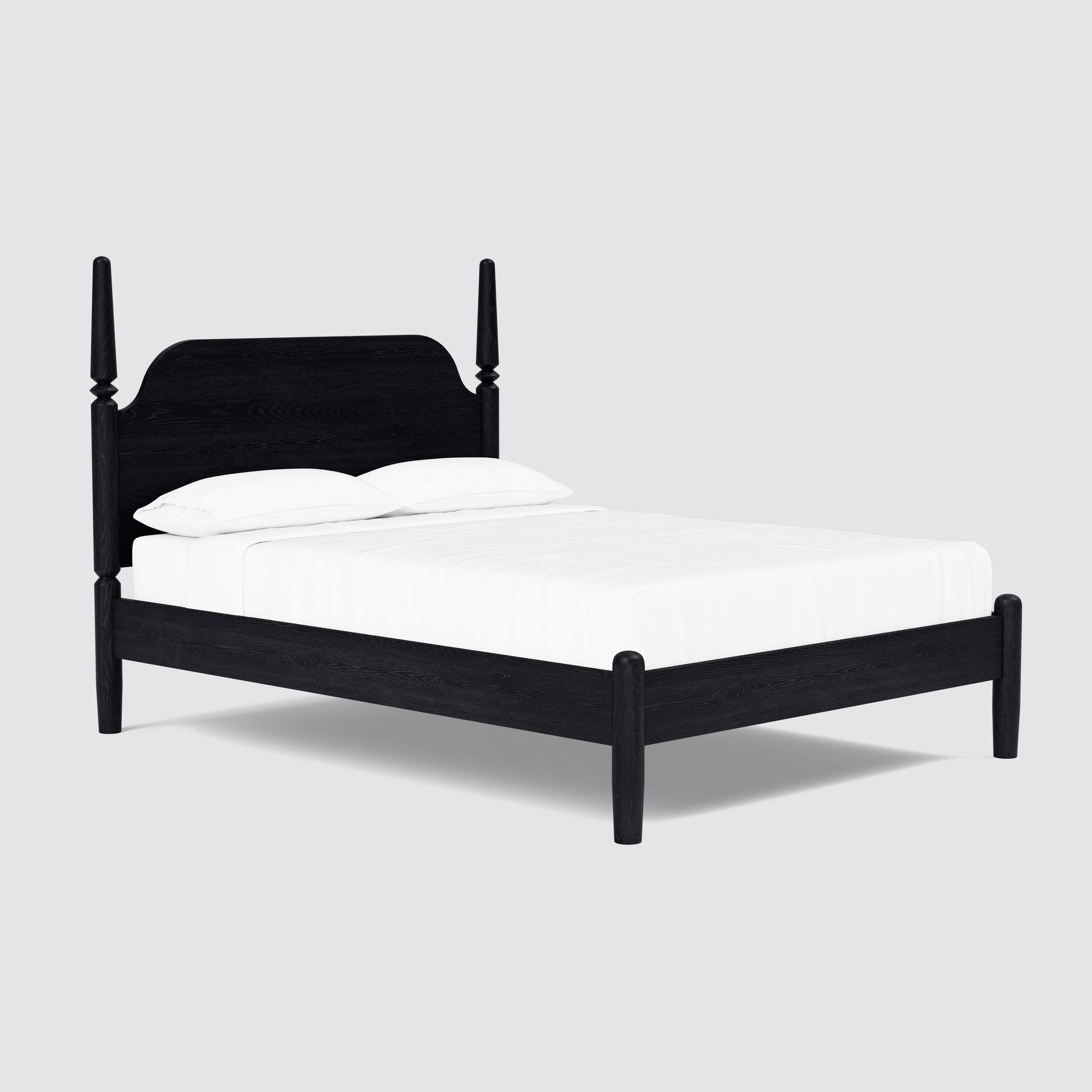 Bed Frame with Two Poster Design and Curved Headboard