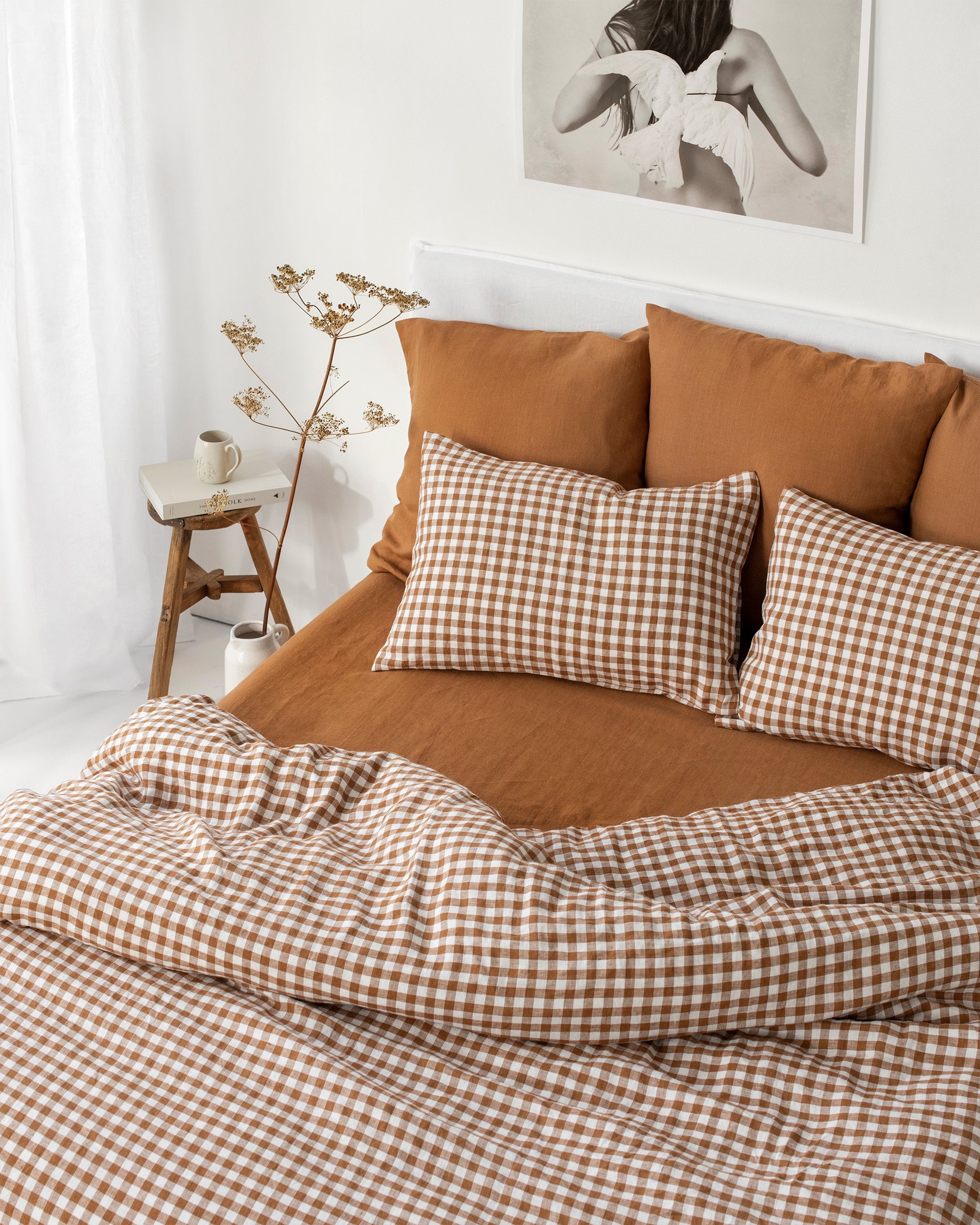 Bedding Set | Cinnamon Gingham Linen Checkered Duvet
