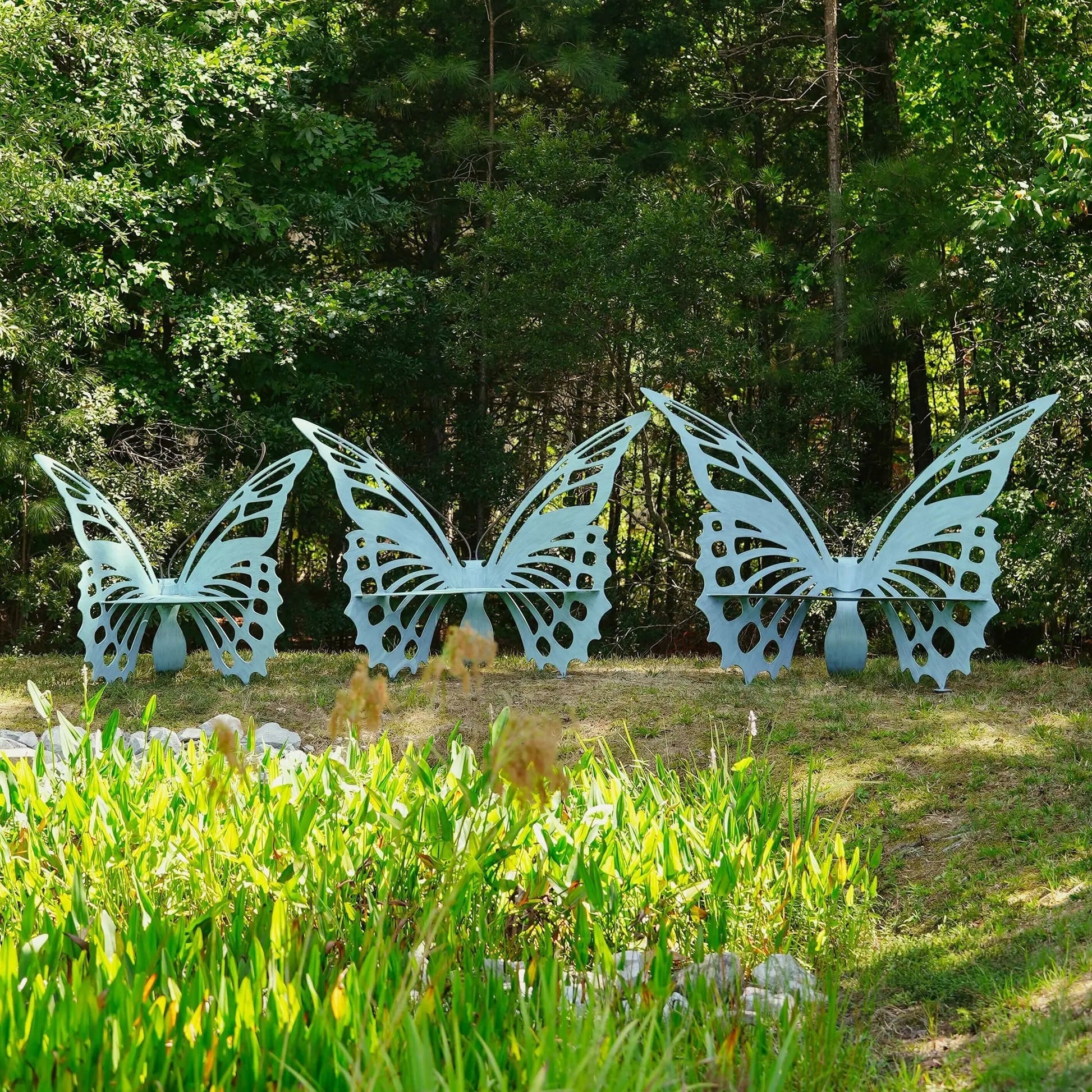 Bench Lavender Metal Intricate Cutouts Whimsical Seat