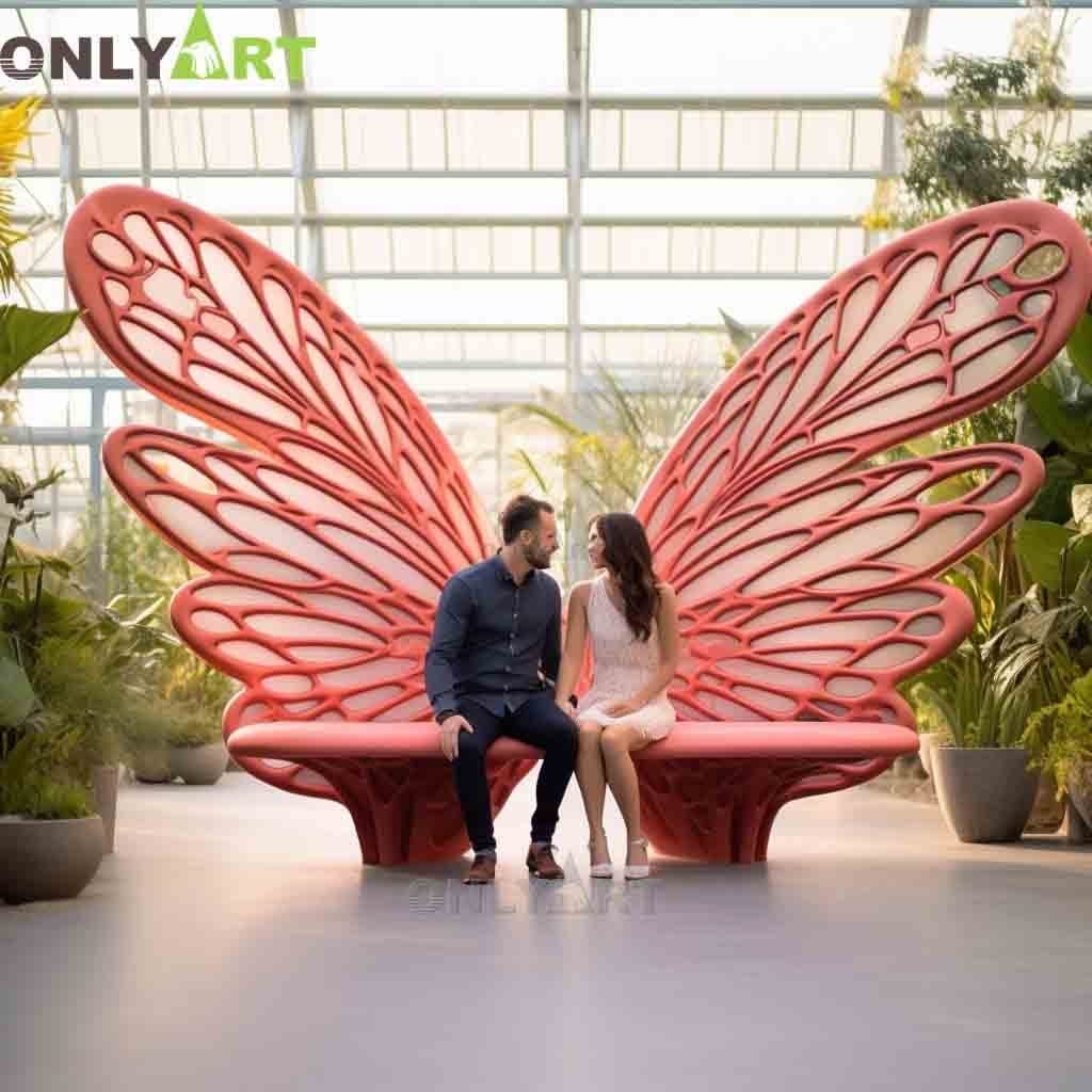 Bench Organic Lattice Coral Pink Decorative Seating