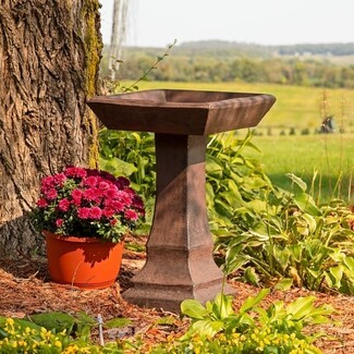 Birdbath of Reinforced Concrete with Square Basin