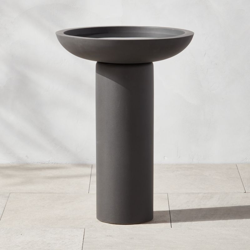 Birdbath with Cylindrical Base and Flatform Charcoal Bowl