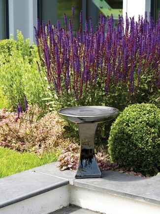 Birdbath with High Gloss Glaze and Architectural Stand