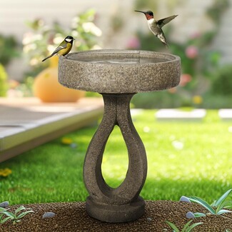Birdbath with Open Loop Pedestal and Teardrop Cutout