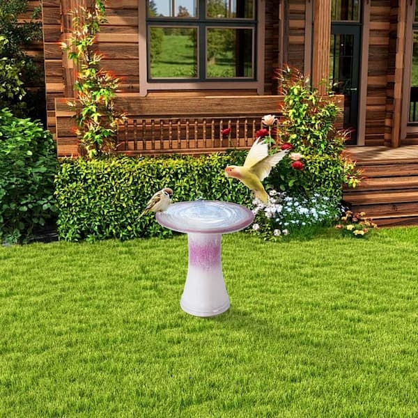 Birdbath with Pink Ombre Finish and Tapered Silhouette