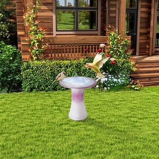Birdbath with Pink Ombre Finish and Tapered Silhouette
