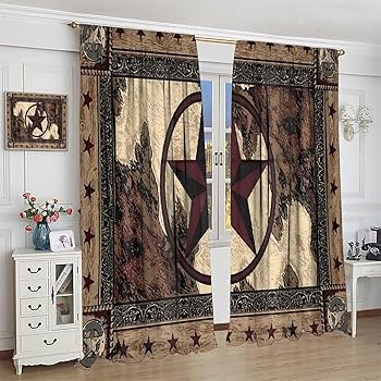 Blackout Curtains Texas Star Barbed Wire Wood Drapes