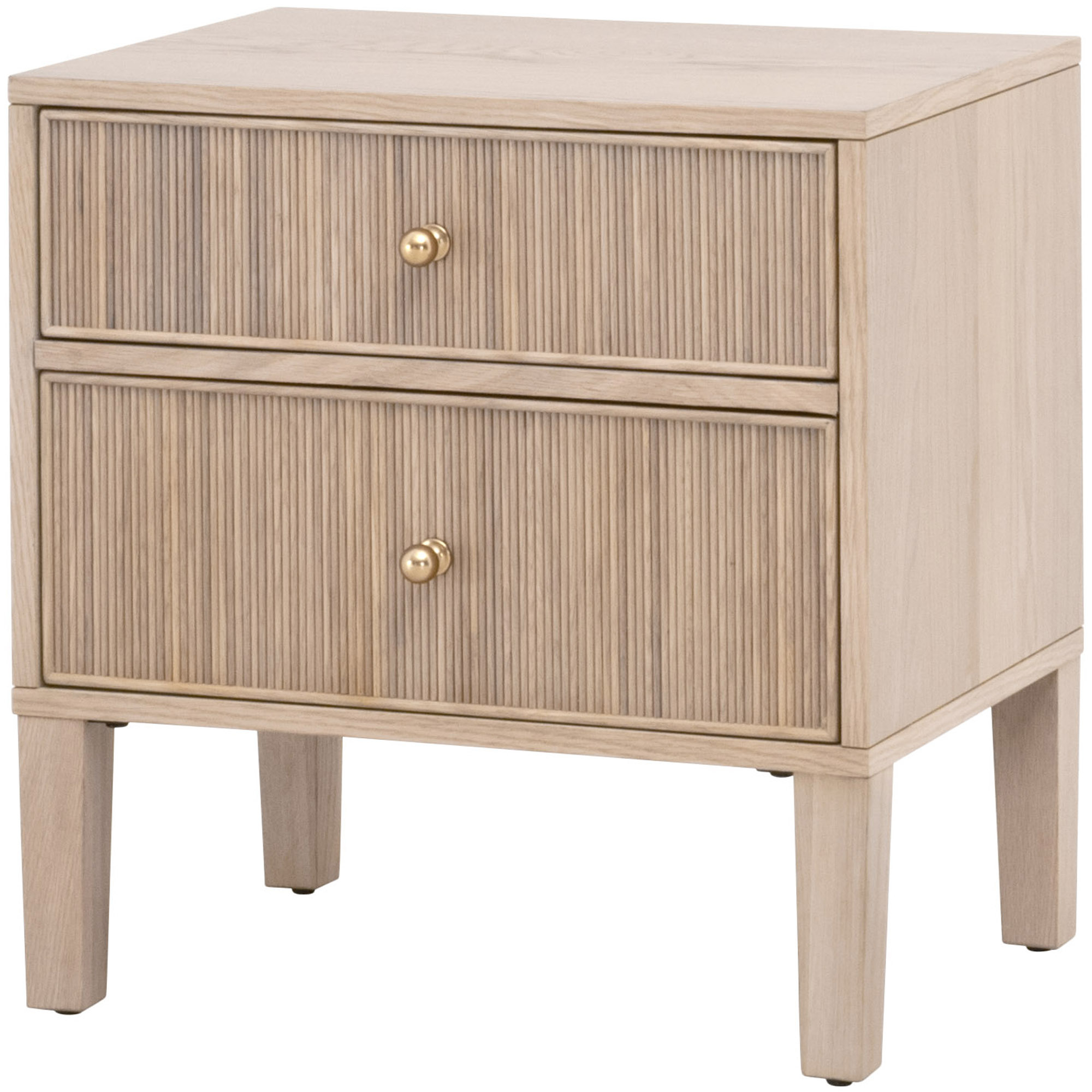 Blonde Wood Nightstand with Gold Ball Pulls