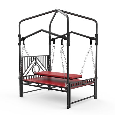 Bondage Frame: Suspended Red Platform Lattice Bed