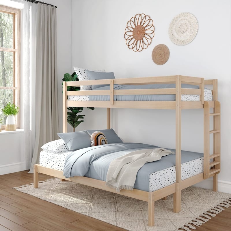 Bunk Bed: Modern Textured Pecan Twin XL over Queen Design