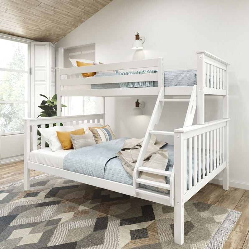 Bunk Bed: Modern White Queen Base with Slatted Headboard