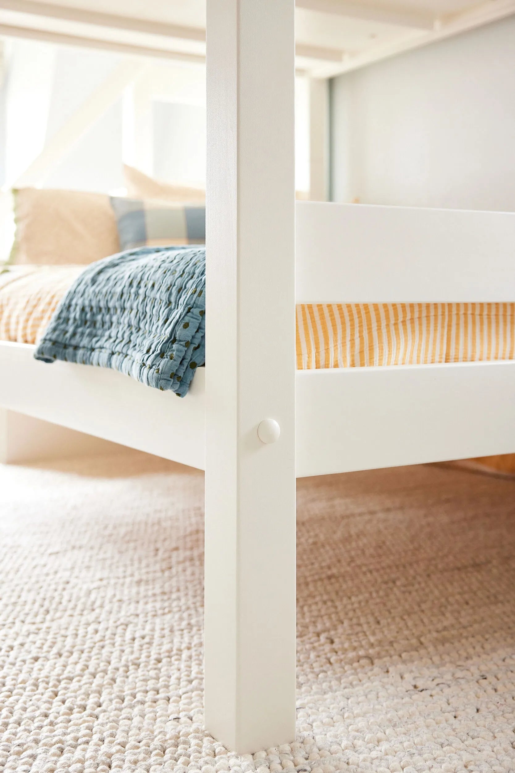 Bunk Bed Off White Square Posts Handcrafted Wood Frame