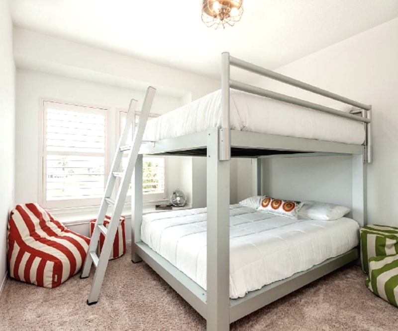 Bunk Bed Silver Metal King Size Angled Ladder Frame