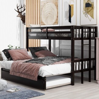 Bunk Bed Triple Sleeper Espresso Extendable Conversion