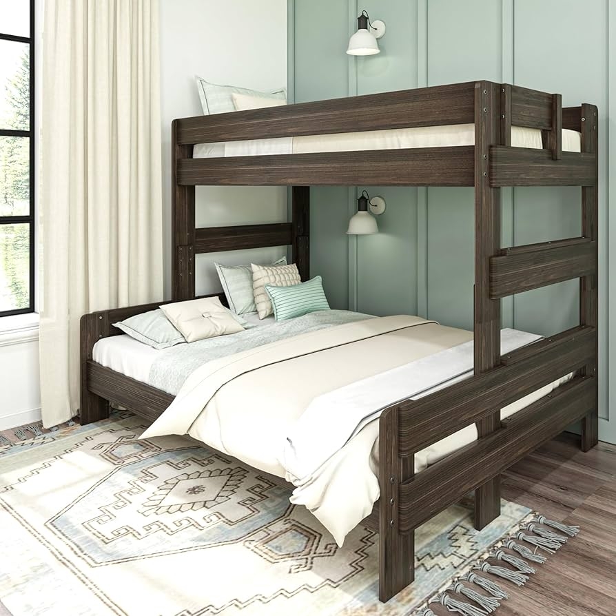 Bunk Bed: Twin XL over Queen in Barnwood Brown Wood