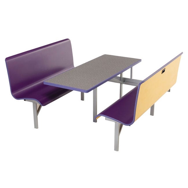 Cafeteria Booth Set: Purple Seating with Curved Bench