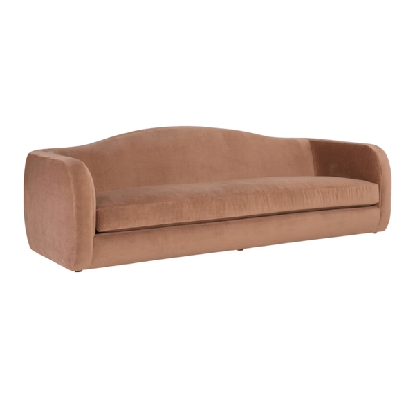 Camelback Sofa in Dusty Rose Arched Back Velvet Sofa
