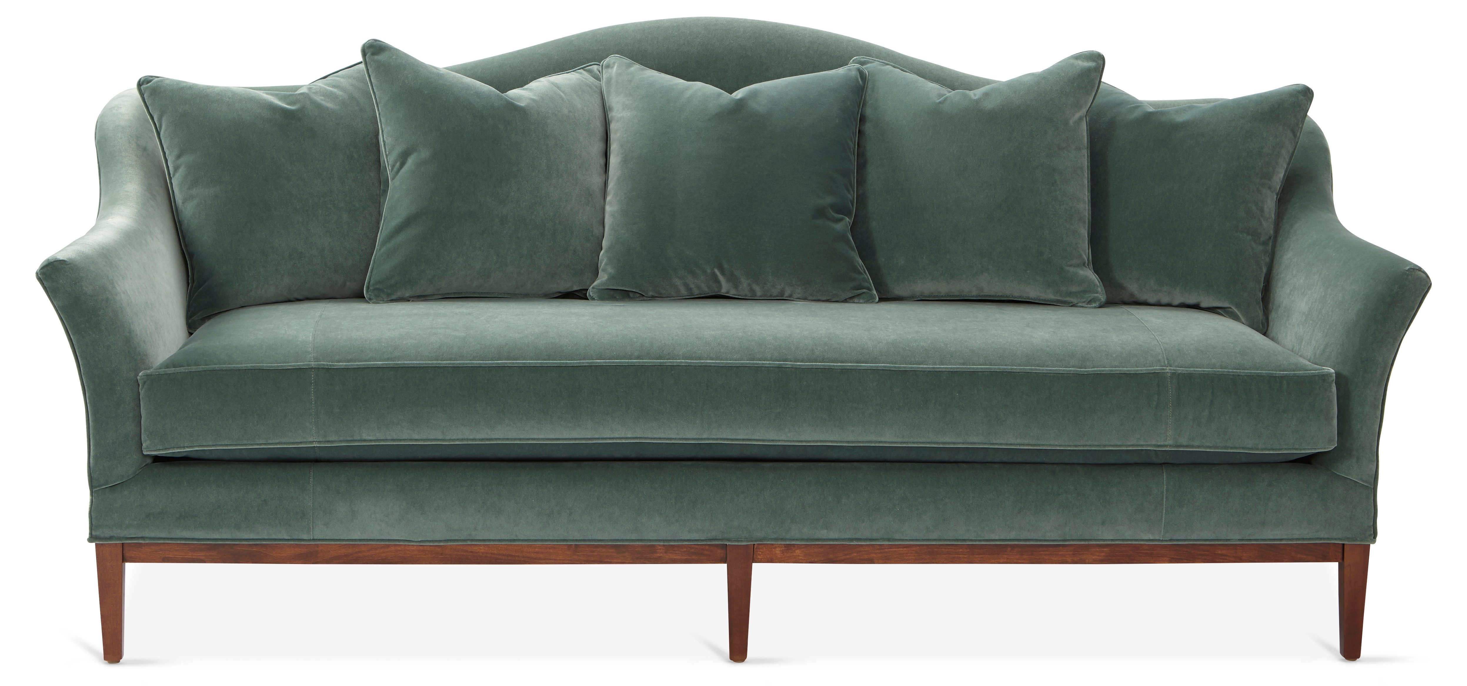 Camelback Sofa in Sage Velvet Sage Green Velvet Sofa