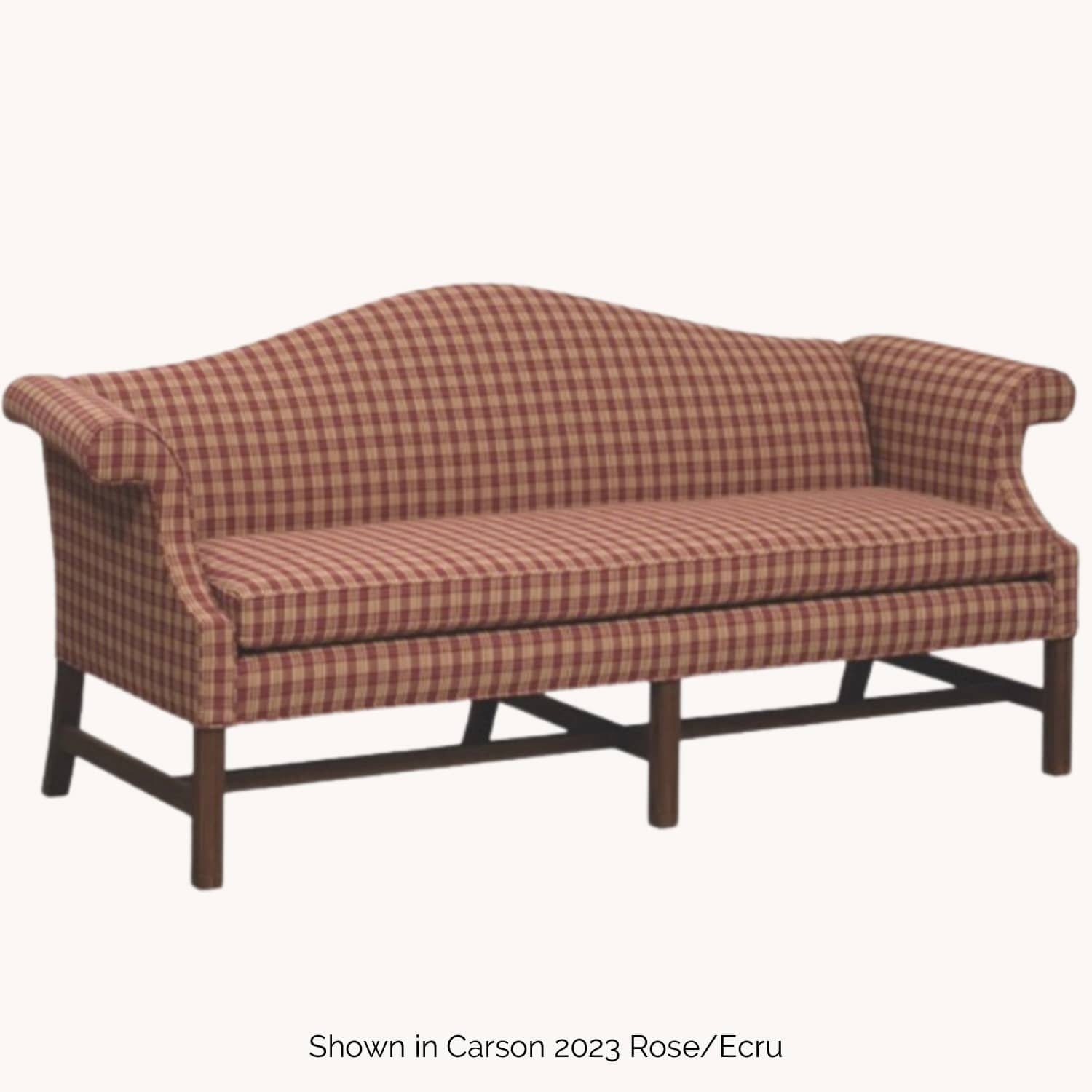 Camelback Sofa Using Checkered Fabric Rose Checkered Camelback Sofa