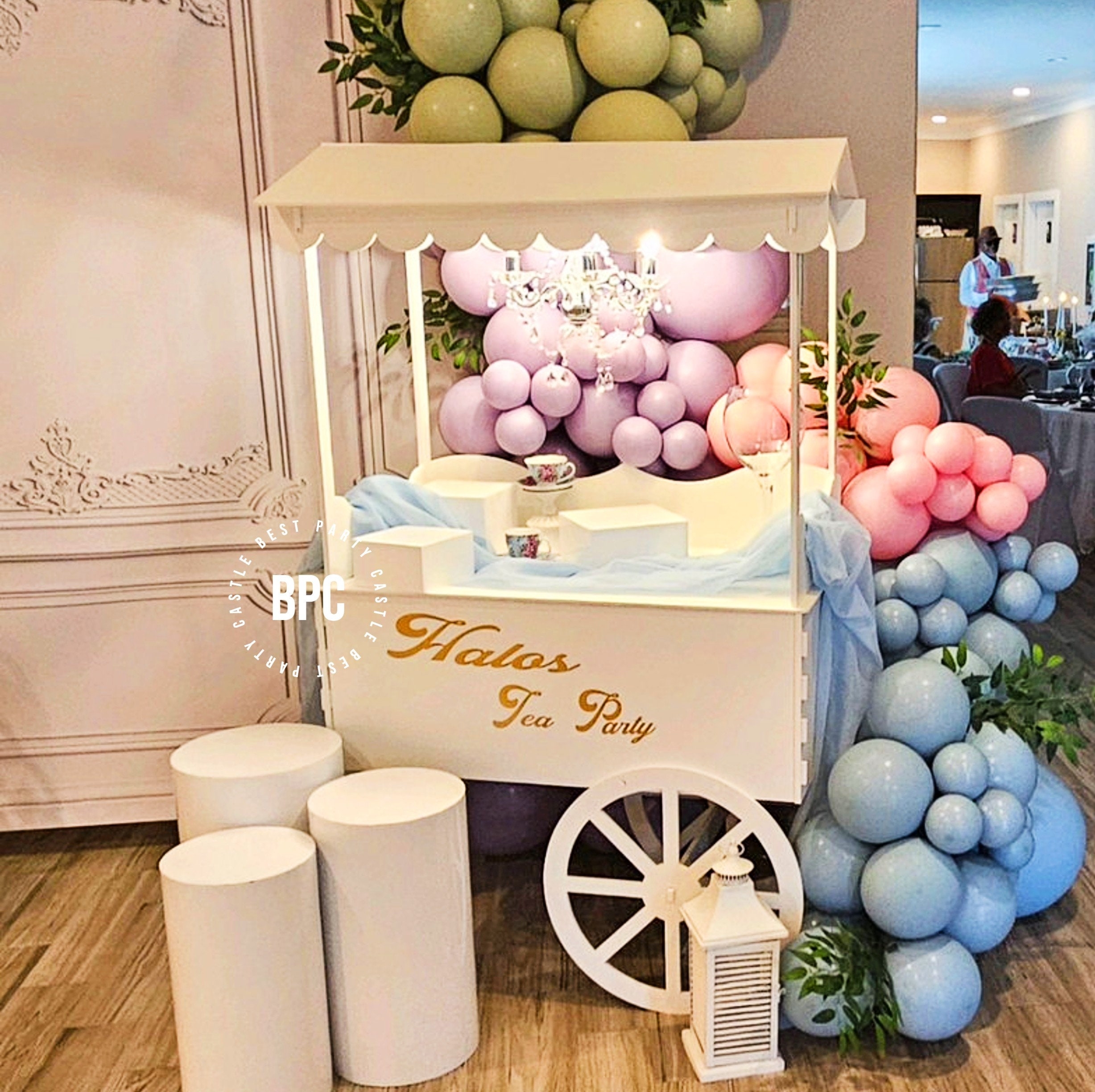 Candy Cart Gold Script White Tea Party Cart With Chandelier