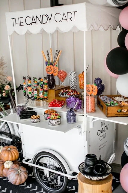Candy Cart Matte Typography Scalloped Canopy Concession Cart