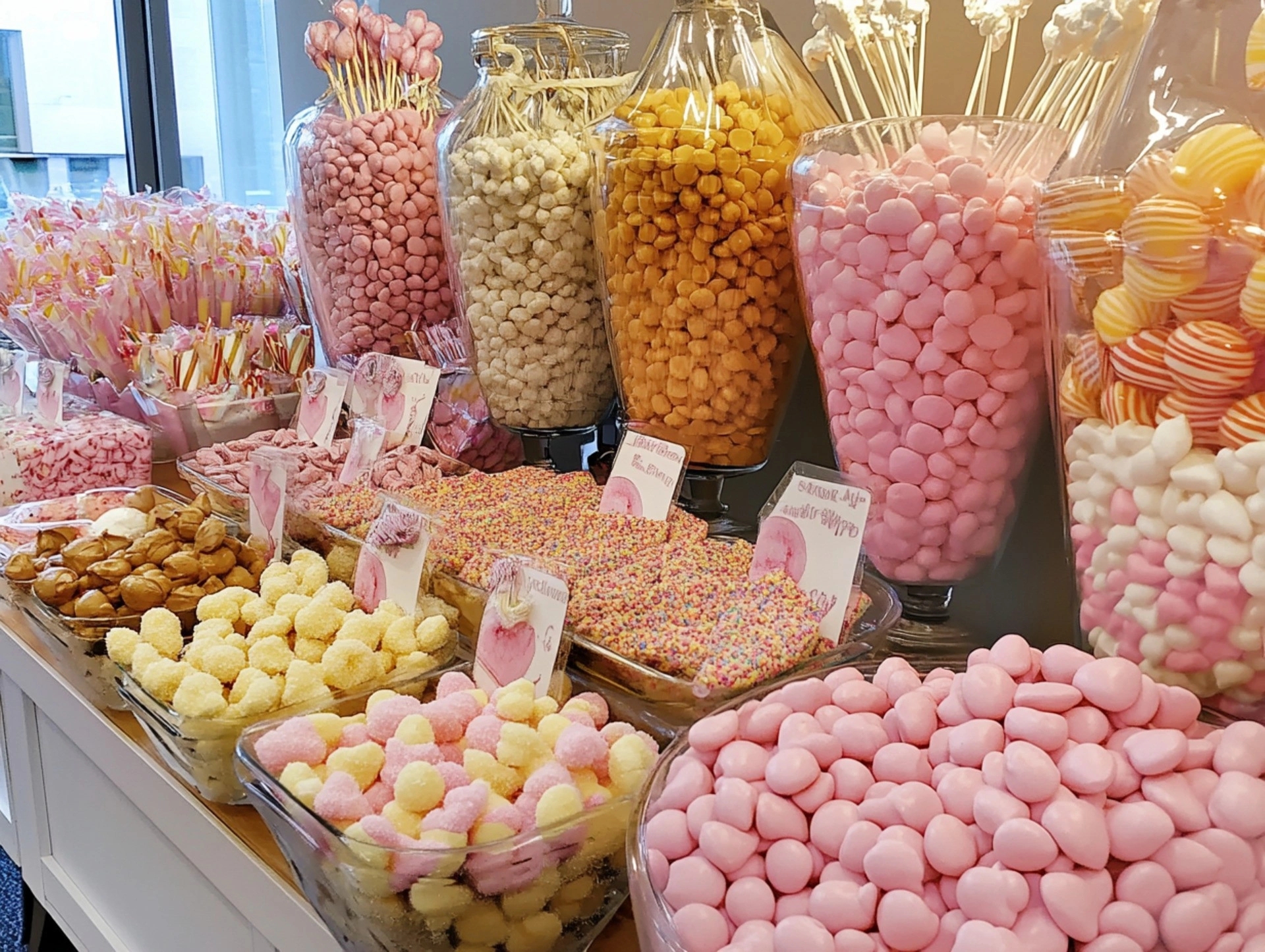 Candy Display Apothecary Jars Pastel Color Palette Candy Buffet